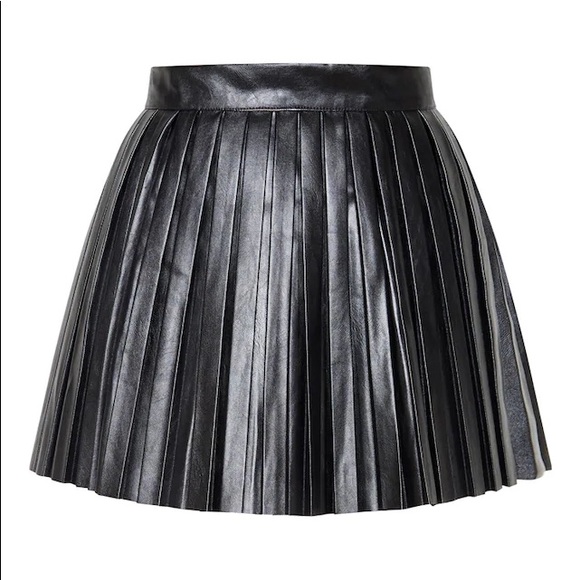 PrettyLittleThing Dresses & Skirts - Black Faux Leather Pleated Skater Skirt